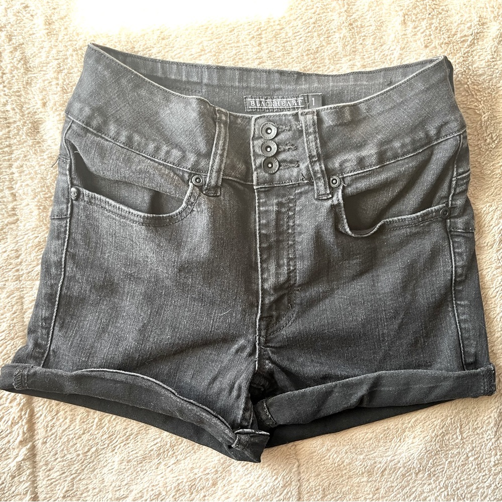 Blackheart black denim shorts